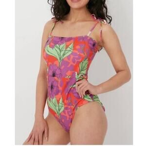 New FREE PEOPLE Roopa x Beth Richards Straight One-Piece SWIMSUIT $250 Red SMALL